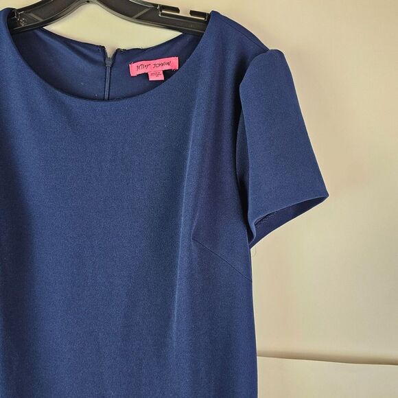 Betsey Johnson Womens Navy Sheath Dress Ruffle Hem Size 10‎ GUC - Picture 7 of 7